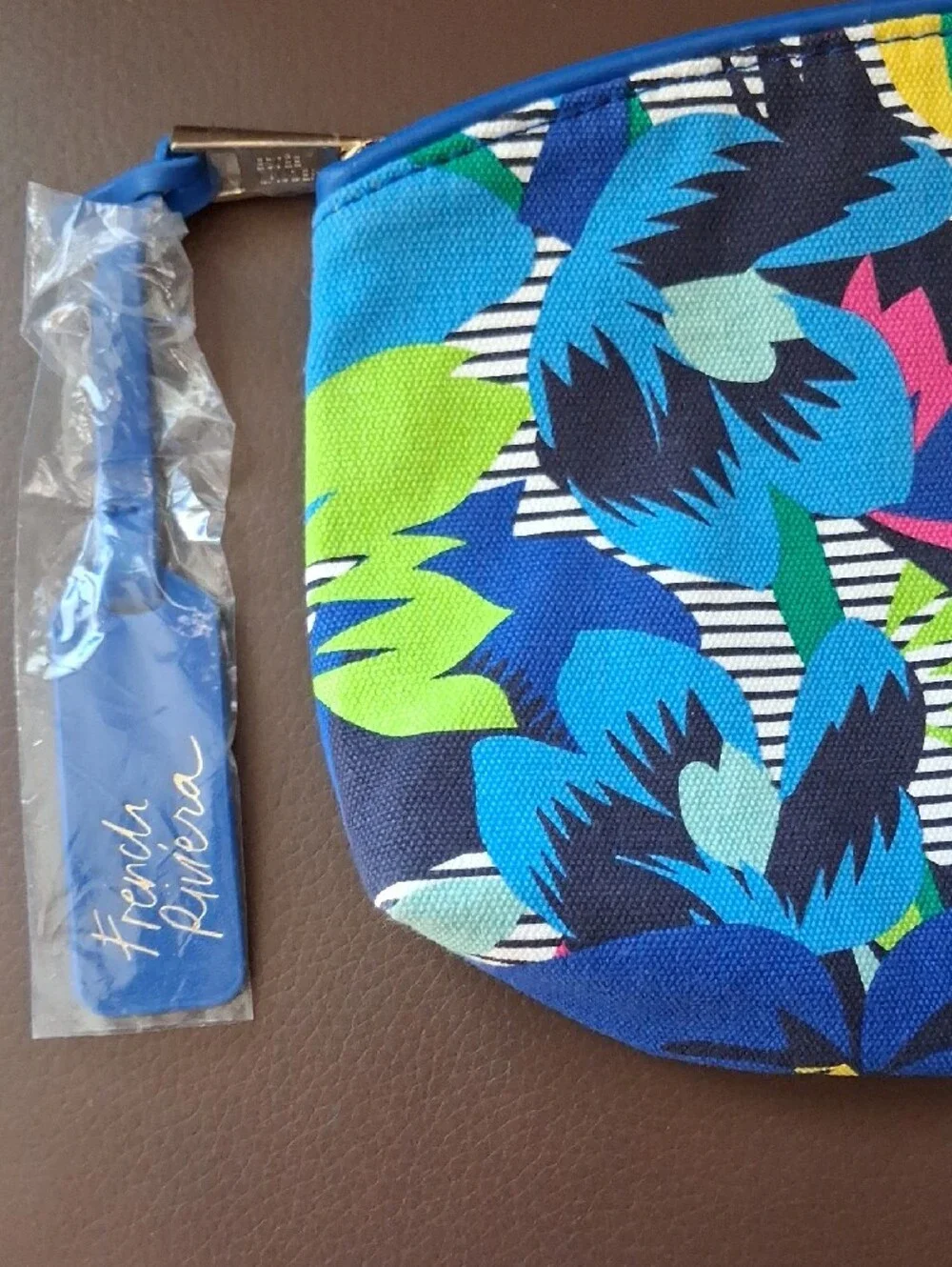 Estee Lauder Bright Blue Floral Cosmetic Pouch